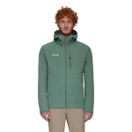 Mammut Całoroczna kurtka softshell Ultimate Comfort SO z kapturem (wiatroodporna) jadeitowa męska